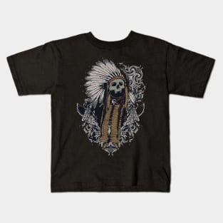 Head of Skull Indian Illustration Kids T-Shirt